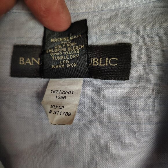 Banana Republic  Linen Shirt Mens Large Light Blue - Picture 4 of 8
